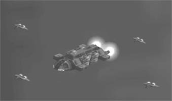 Needed protection. An Argon Lifter flies under SEG escort to Argon Prime. With an increase in pirate numbers pilots cannot fly alone.