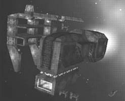 Too large to dock. A SEG Peacekeeper glides past an Argon Shipyard. The modified TL has proven to be a valuable asset to the SEG.